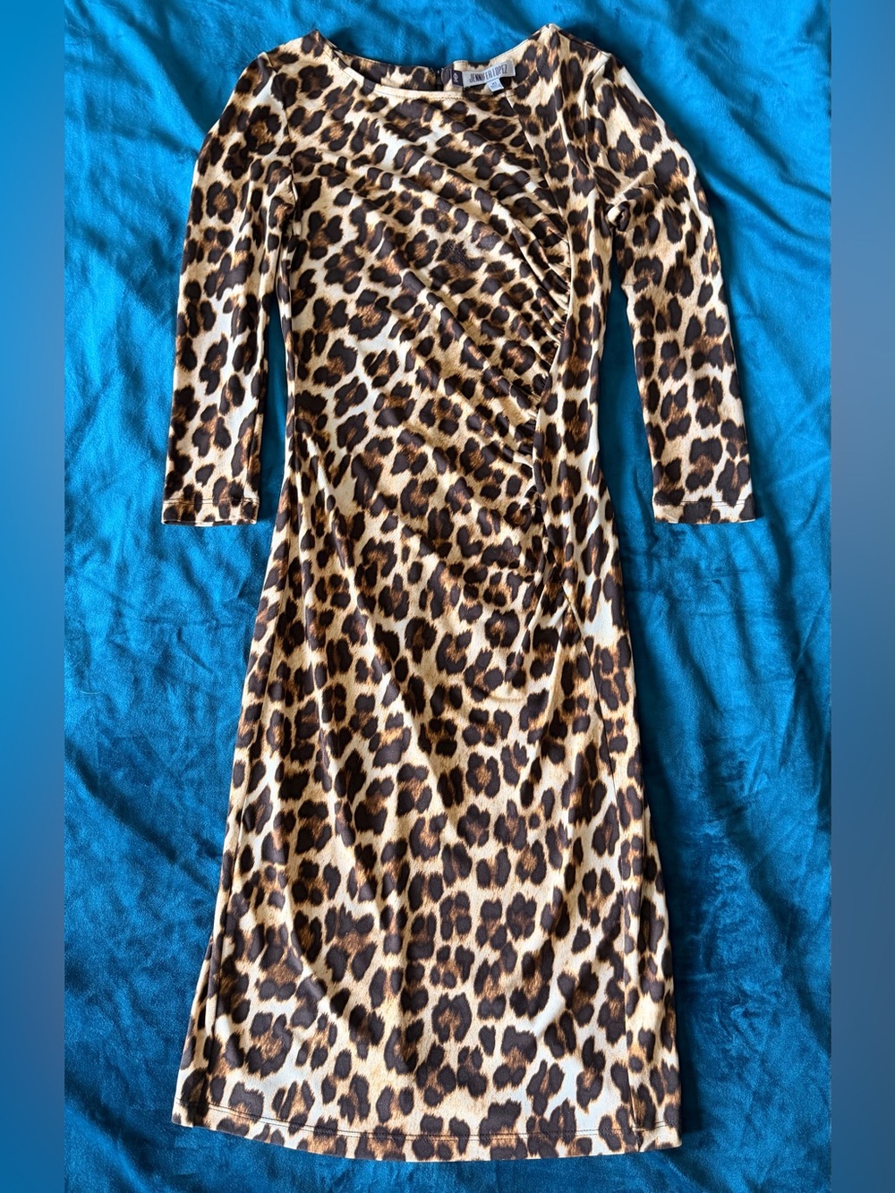 Leopard Print Ruched Sheath Dress - Brown/Tan